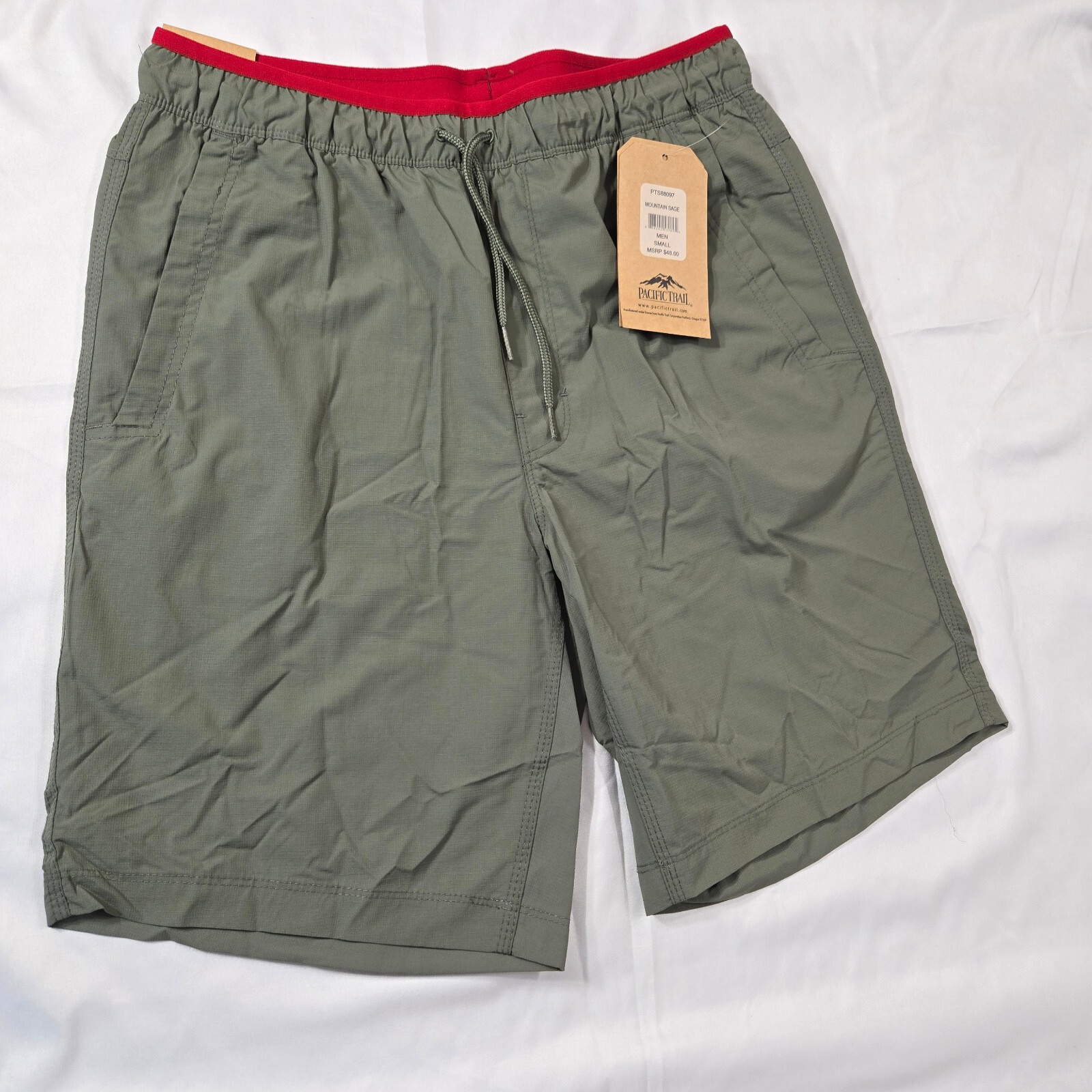 Pacifictrail Men Hiking Shorts Nylon Mountain Sage Pockets Drawstring Small Nwt